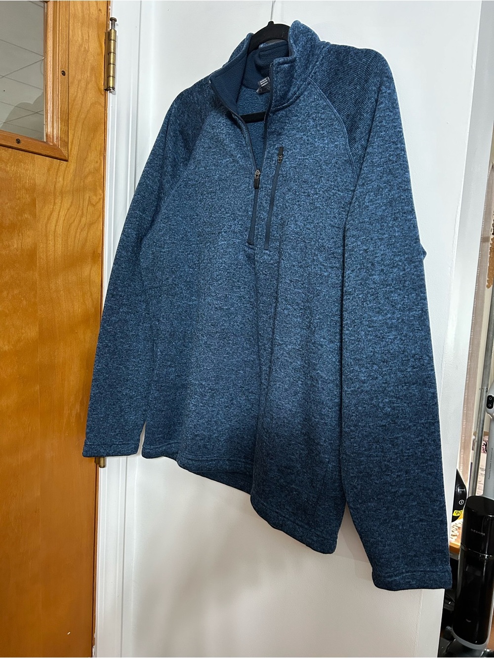 Eddie Bauer Men's Heathered Navy Blue 1/4 Zip Pullover